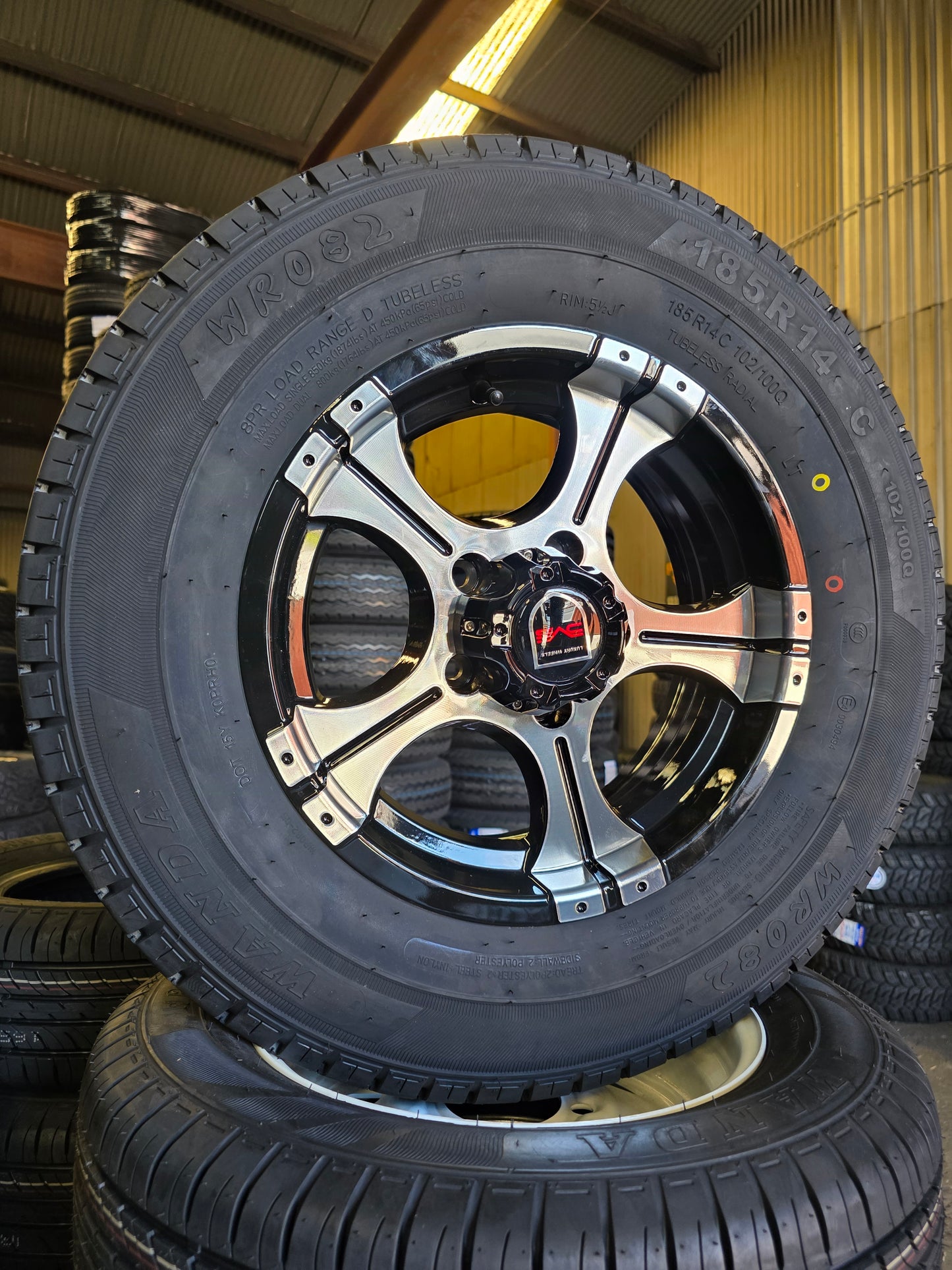 185R14LT WITH 5 STUDS FORD ALLOY RIM