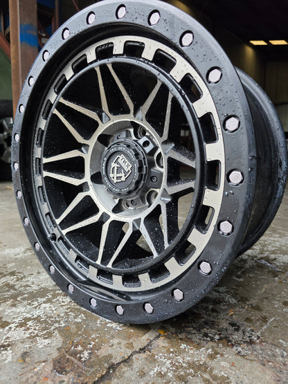 TKX 17X8.5 6X139.7 -25 OFFSET BLACK WITH MACHINE FACE T802CM